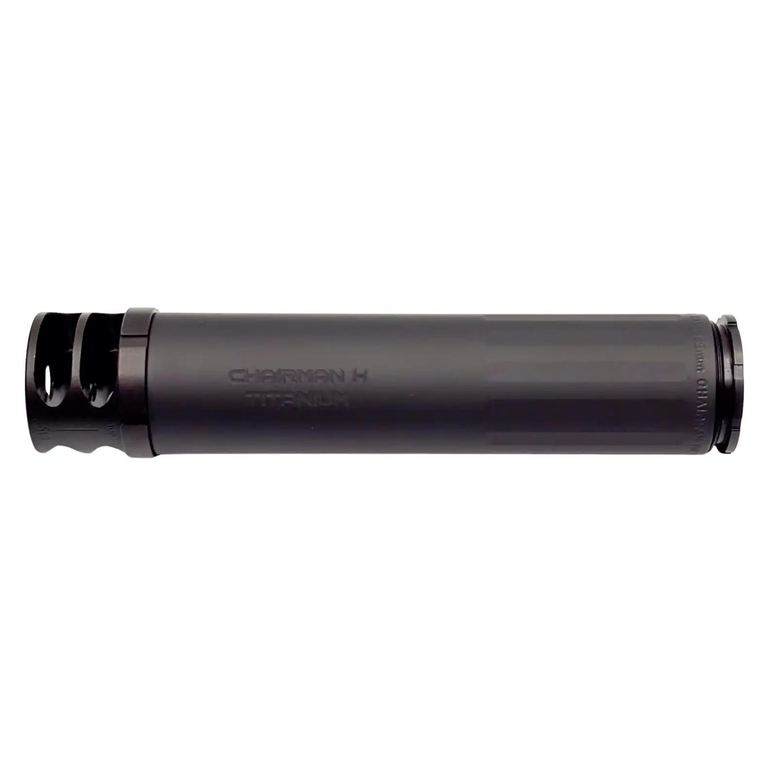 BOSS CHAIRMAN TIK - 5/8-24 - BRAKE END CAP 7.62 COMPACT LIGHT WEIGHT DUTY RATED SILENCER TITANIUM CORE MUZZLE BREAK FOR MAXIMUM MUZZLE CONTROL REDUCED SOUND SUPPRESSION CK-15060-762-TI-58-BR-BLK - B O S S Suppressors