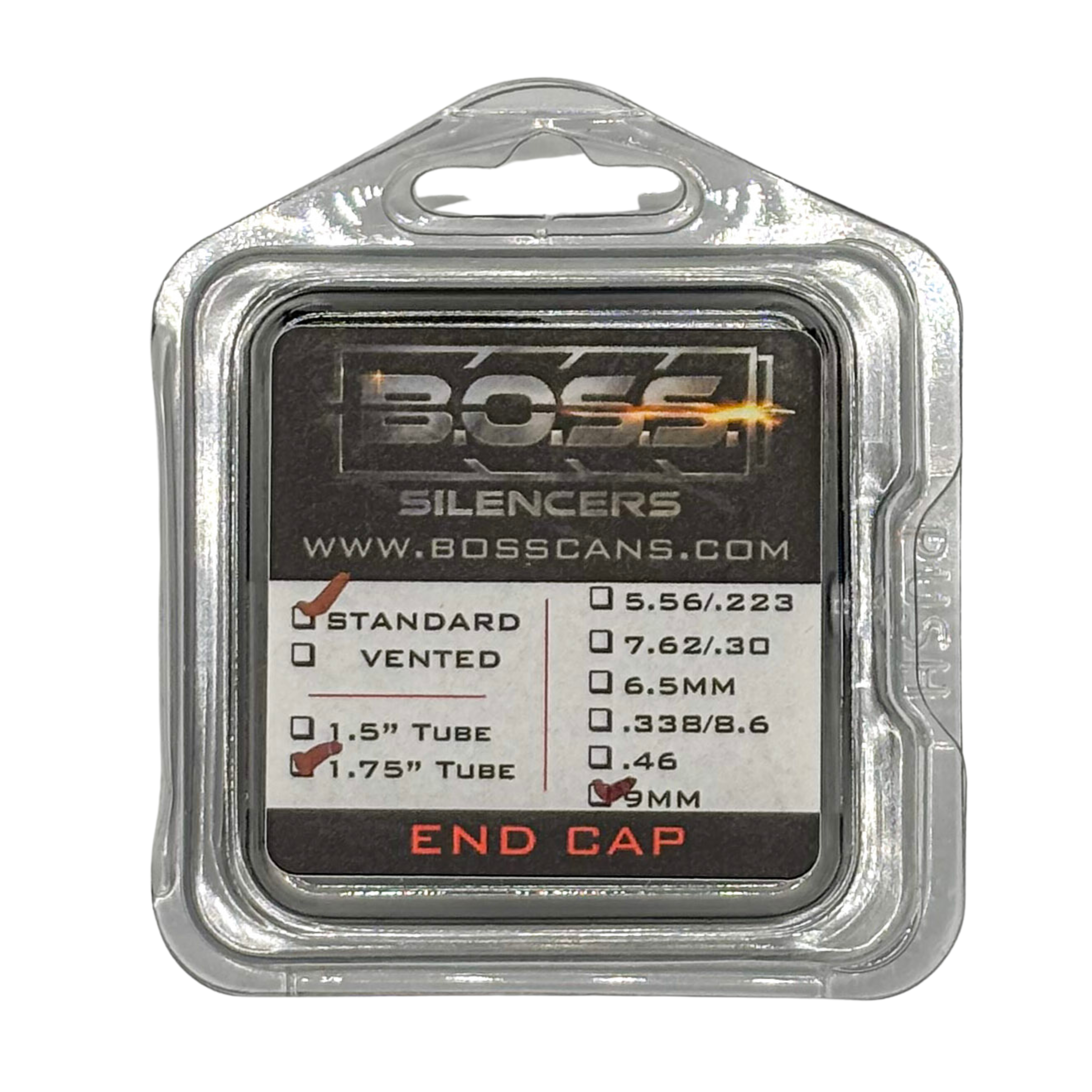 BOSS 9MM END CAP FOR 1.75IN BOSS SILENCER MODELS ONLY STAINLESS END CAP STANDARD BLACK EC-175-9MM-SS-SE-BLK - B O S S Suppressors