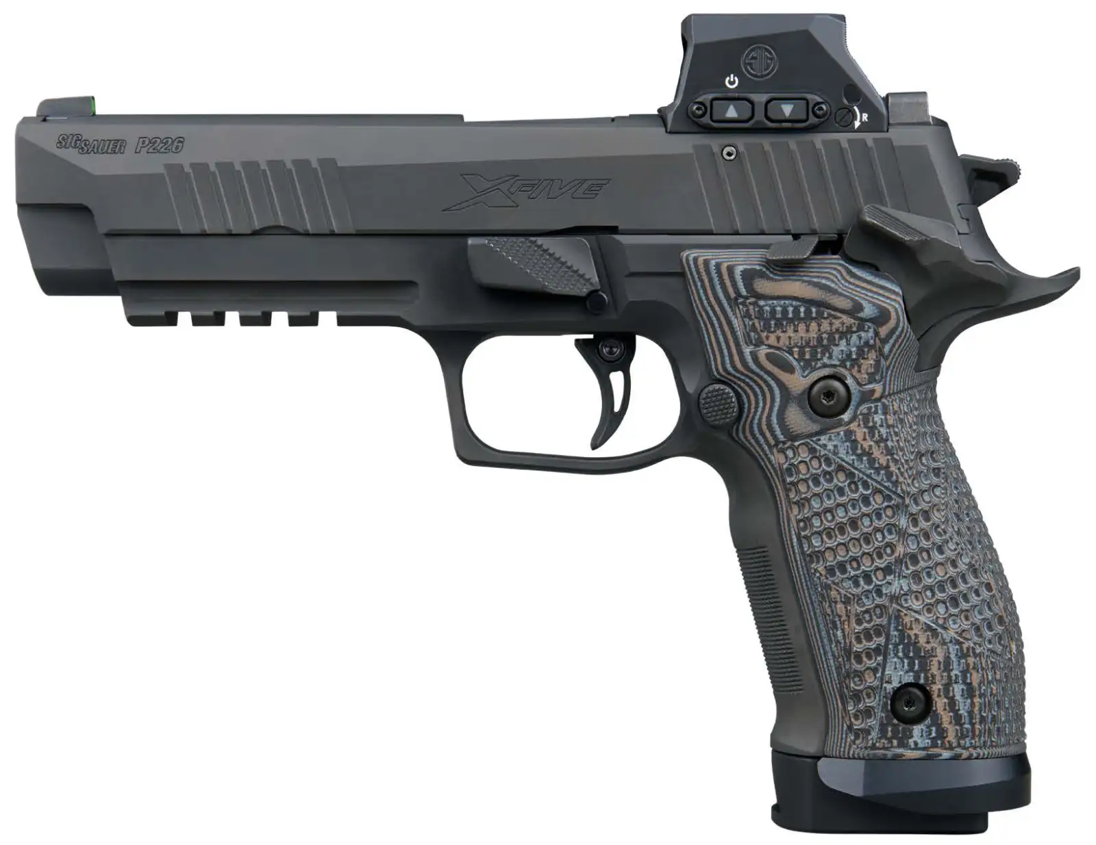 P226, 9MM, 5IN, X-FIVE, EXTREME, BLK, SAO, BLACK/GRAY G10, X-RAY 3