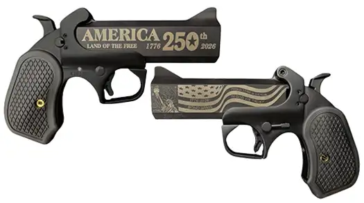 Bond Arms BA250TH-BLK-45/410 America 250th 410 Bore | 45 Colt 2 Black Cerakote Americas 250th Limited Edition Engraved Flat Sided Barrel Trigger Guard BA250TH-BLK-45/410 |LIMITED ED