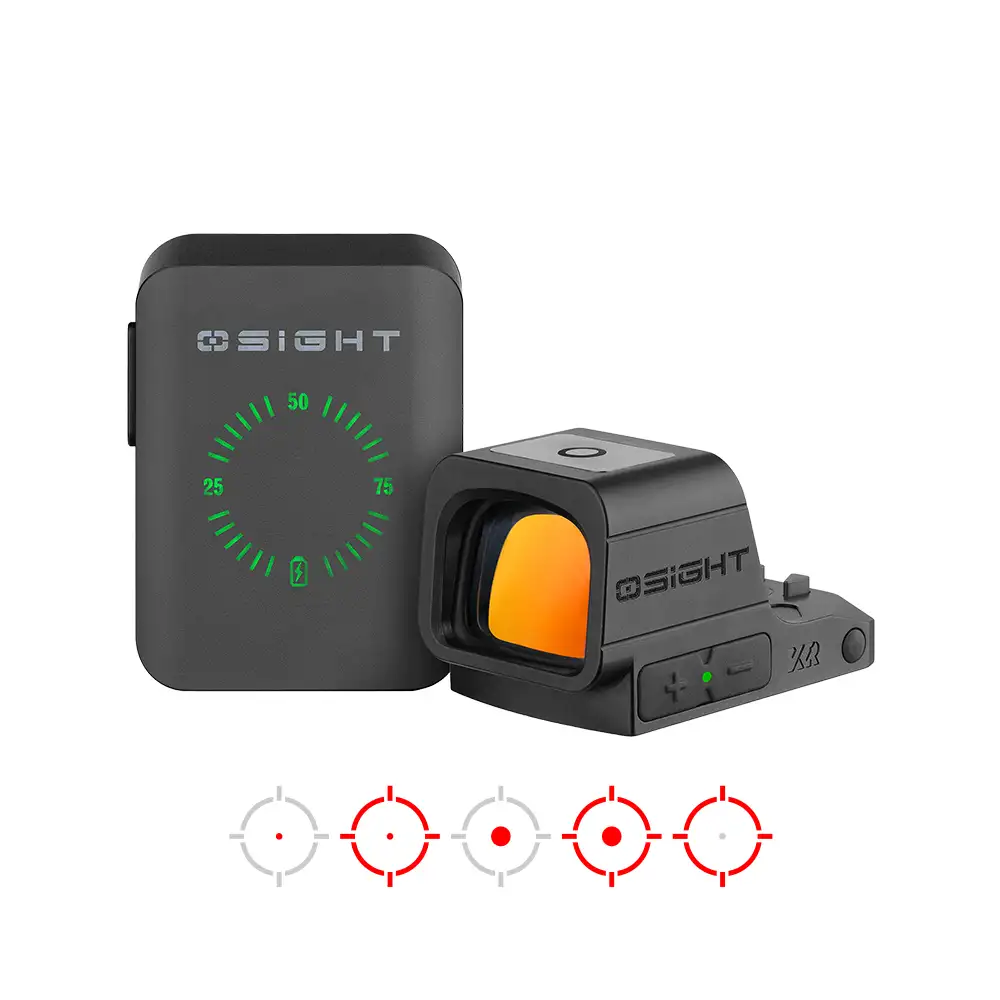 OSIGHT XR 2/6 MOA DOT + 32 MOA CIRCLE ENCLOSED RED DOT SIGHT W/ CHARGING COVER, BLACK - OSIGHTXR - Red Team Armory