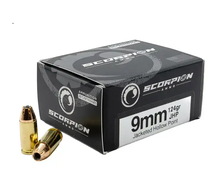 SCORPION 9MM LUGER 124GR JHP 20RD 10BX/CS - Scorpion Ammo