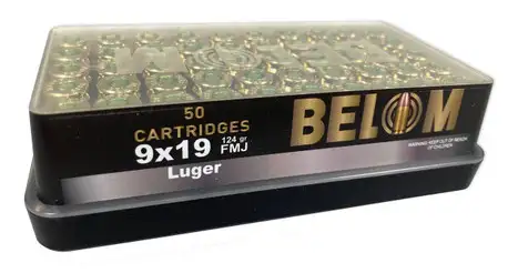 GO BELOM 9MM 124GR FMJ BRASS 50/20 - Red Team Armory