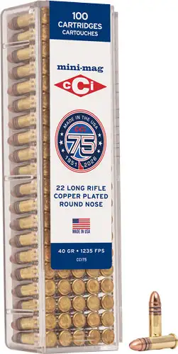 CCI MINI-MAG 22LR 40GR LEAD-RN 1235FPS 100RD 50BX/CS 75TH ANV - CCI