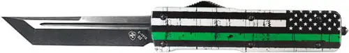 TEMPLAR KNIFE LARGE OTF BACK THE GREEN 3.5" TANTO ALUMINUM - TEMPLAR KNIFE