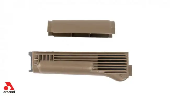 ARSENAL HANDGUARD SET FDE POLY WITH STAINLESS STEEL HEAT SHEILD FOR STAMPED RECEIVER US MADE - Arsenal