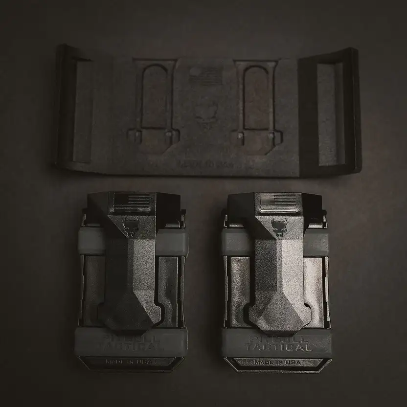 PITBULL TACTICAL UNIVERSAL DOUBLE MAGAZINE MOUNT W/ (2) STEALTH CARRIERS - Pitbull Tactical