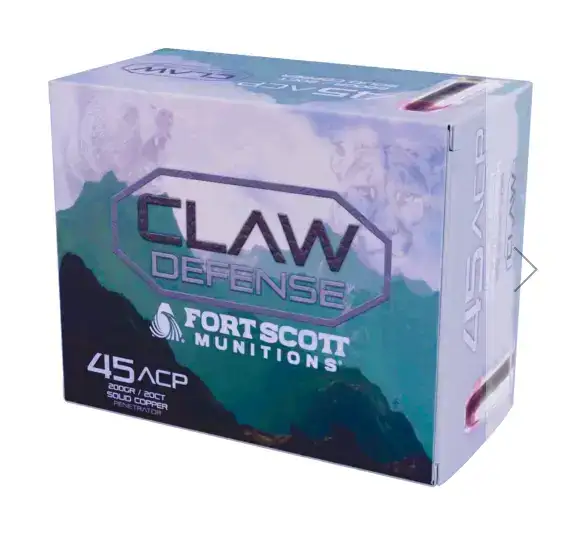 FORT SCOTT MUNITIONS LEAD FREE CLAW DEFENSE AMO 45 AUTO 200 GR FNP 20-RD ( 25 BOXES PER CASE ) - Fort Scott Munitions