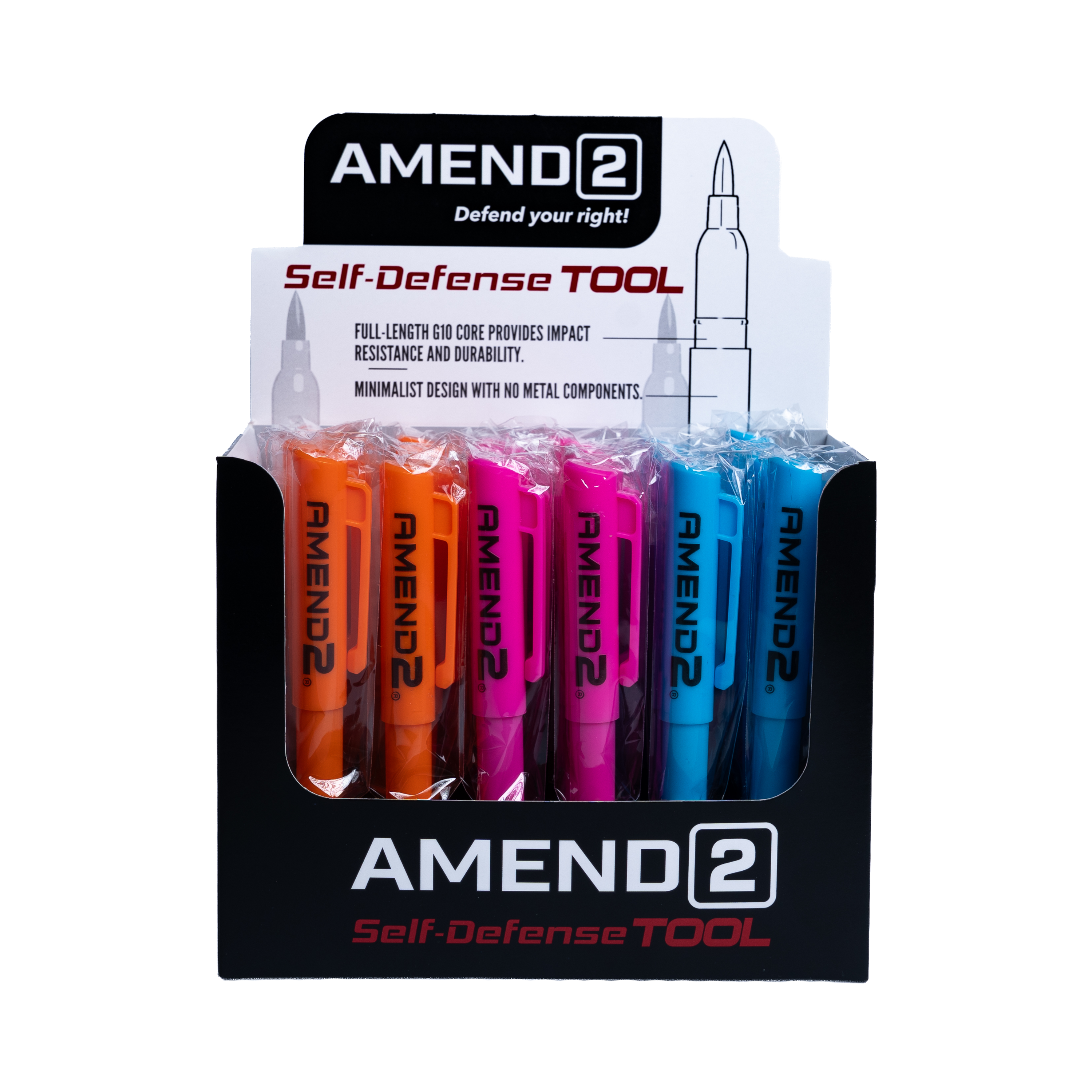 AMEND2 REINFORCED HIGHLIGHT G10 SELF DFENSE TOOL POS DISPLAY AMCHAR EXCLUSIVE (24 PENS/8 PER COLOR) - Amend2