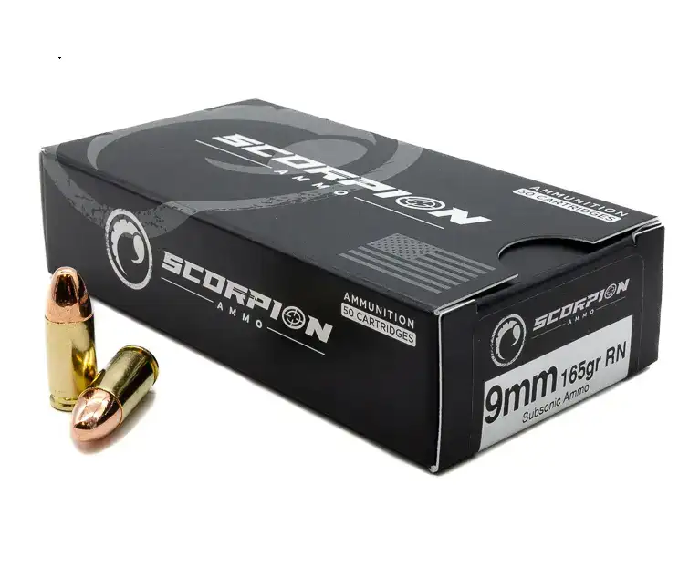 SCORPION AMO SUBSONIC 9MM 165GR TMC-RN 50RD BOX ( 20 BOXES PER CASE) - Red Team Armory