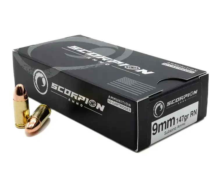 SCORPION AMO SUBSONIC 9MM 147GR TMC-RN 50RD BOX ( 20 BOXES PER CASE) - Red Team Armory