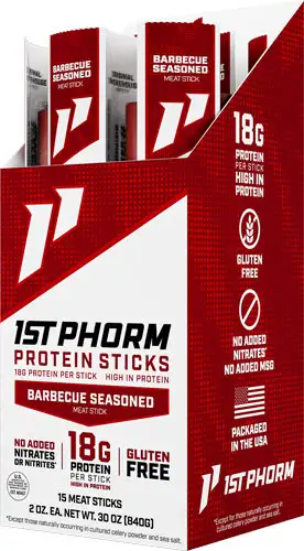 1ST PHORM PROTEIN BEEF STICKS BARBECUE SEASONED 15 STICKS - Red Team Armory