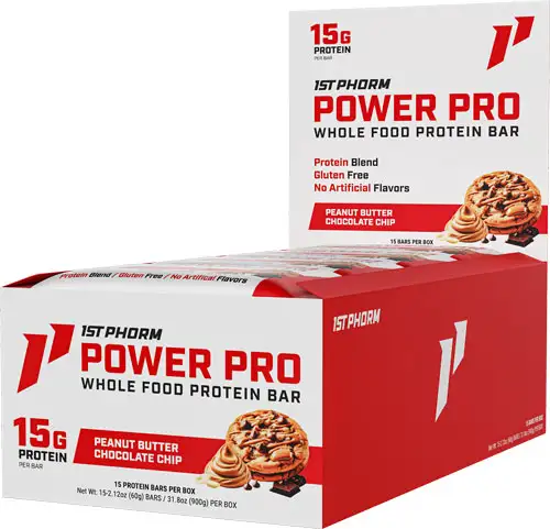1ST PHORM WHOLE FOOD POWER PRO BAR PB CHOCOLATE CHIP 15 BARS - Red Team Armory