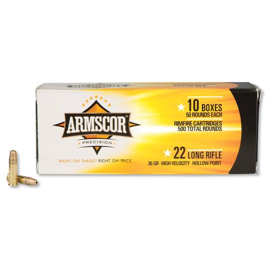 Armscor Ammo 22lr 36gr Hvhp 500rd Firearms International Llc 9360