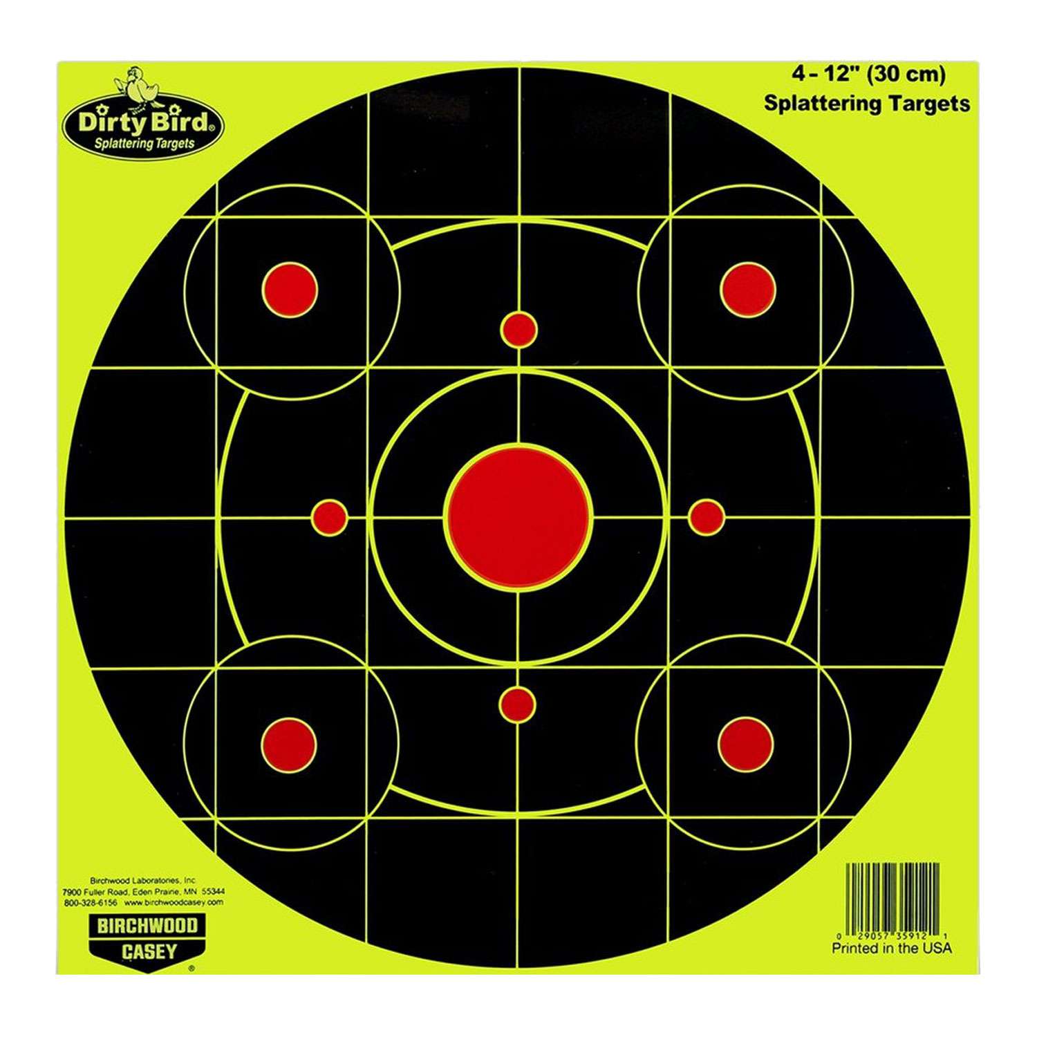 Birchwood Casey BC-35912 12 Inch Yellow Bullseye Reactive Target 4 Pack - Birchwood Casey - 12"