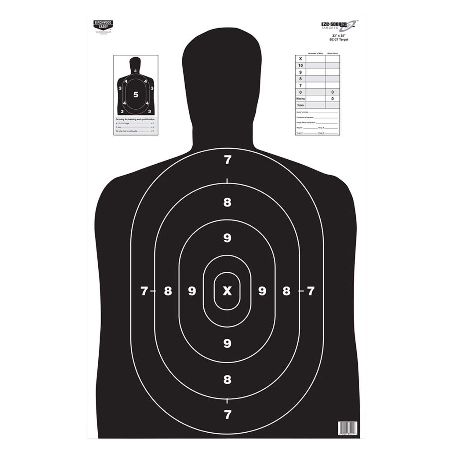 Birchwood Casey 37020 EZE-Scorer BC-27 Silhouette Paper Target 23