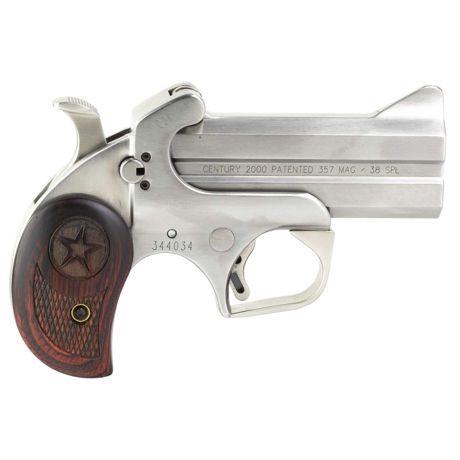 Bond Arms BAC2K-357/38 Century 2000 357/38 3.5 Barrel Fixed Sights Rosewood Grip Stainless