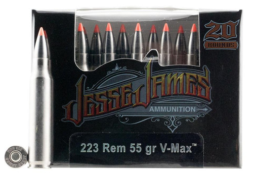 Ammo Inc 23055VMXJJ20 Jesse James Black Label 223 Rem 55 gr V-Max 20 Bx/ 10 Cs - Ammo Inc