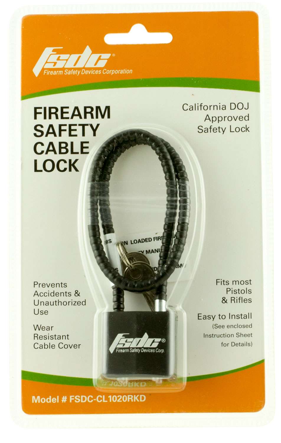 Firearm Safety Devices CL1020RKD Cable Gun Lock 15" Black Range USA
