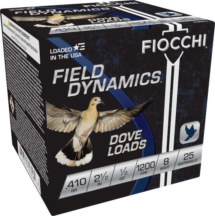 FIOCCHI SHOOTING DYNAMICS DOVE LOADS 410 GAUGE 2.5 1/2 OZ 8 SHOT 25 BX