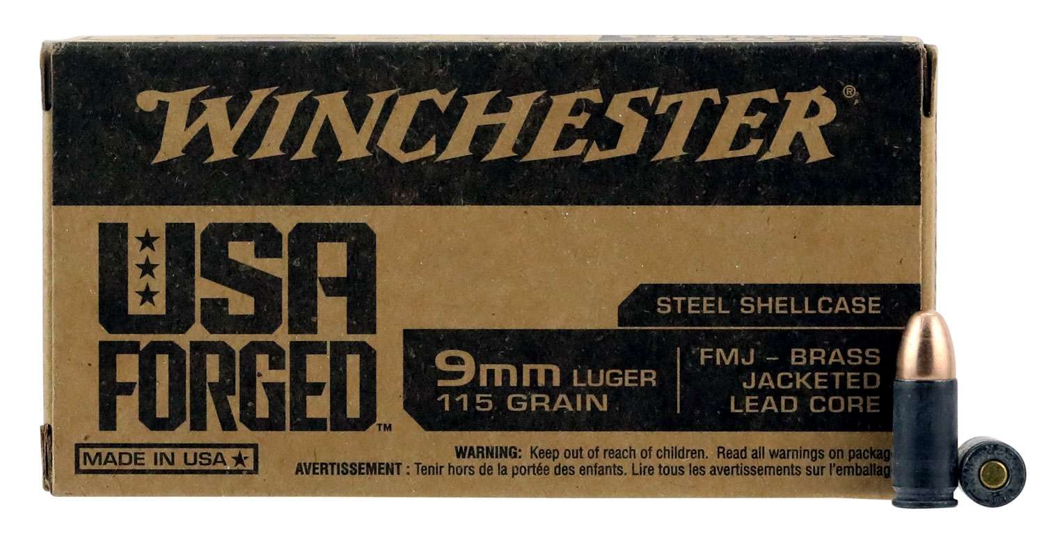 Winchester Ammo WIN9SV USA 9mm Luger 115 gr Full Metal Jacket (FMJ) 50 Bx/ 10 Cs Range USA