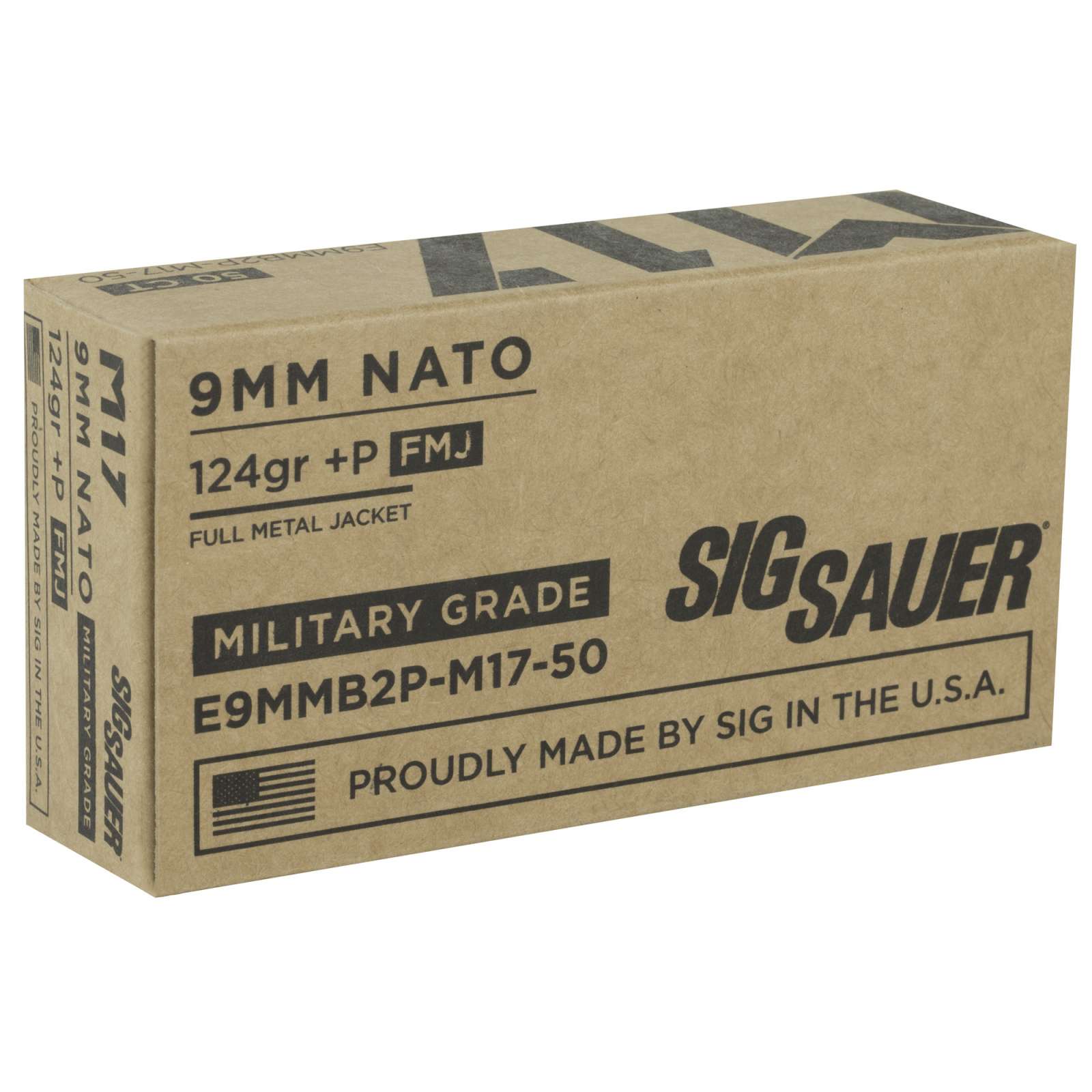 Sig Sauer E9MMB2PM1750 Military Grade 9mm NATO +P 124 gr Full Metal ...