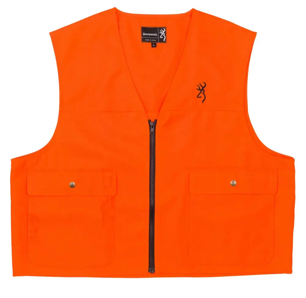 Browning Blaze Orange Hunting Safety Vest And Cap Set, Adult S-3XL, Polyester Oxford