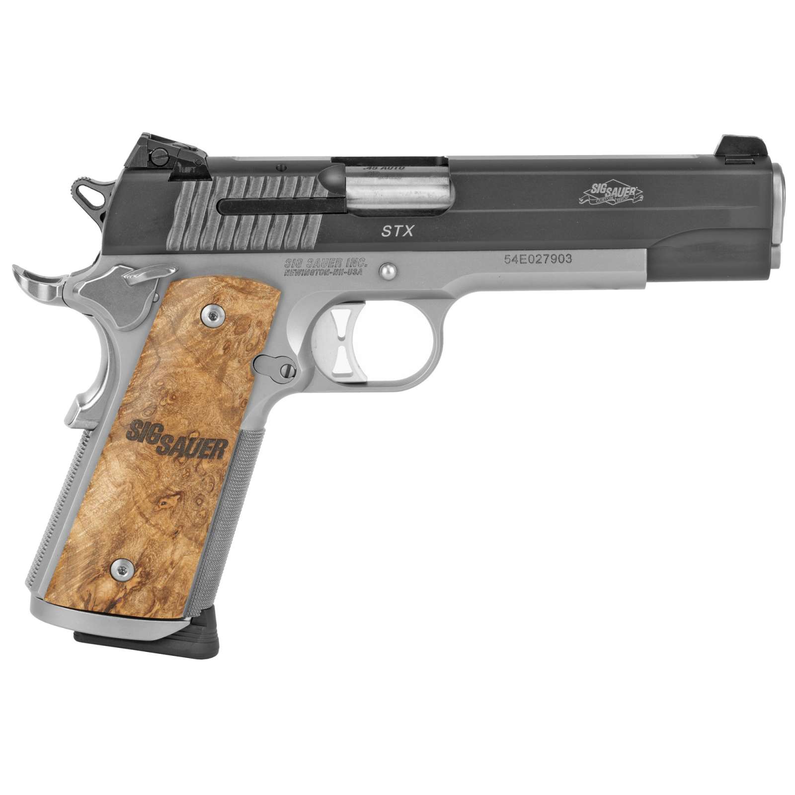 Sig Sauer 191145stx 1911 Full Size Stx 45 Acp 5 81 Stainless Steel Burled Maple Wood Grip 9797