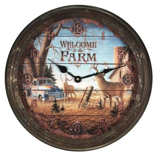 RIVERS EDGE DEER NOSTALGIC METAL CLOCK 15" - River's Edge Gifts