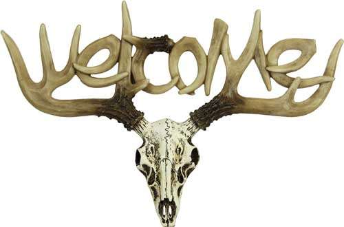 RIVERS EDGE EURO DEER WELCOME SIGN 13"W X 13"H - River's Edge Gifts