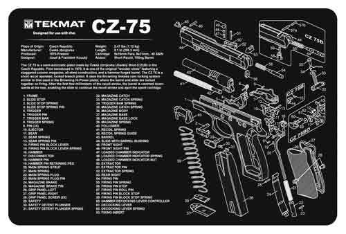 TekMat Cleaning Mat CZ-75 Pistol Size 11"x17" Black-img-0