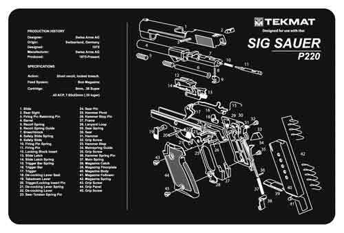 TekMat Original Cleaning Mat Sig P220 Parts Diagram 11" x 17" Black-img-0