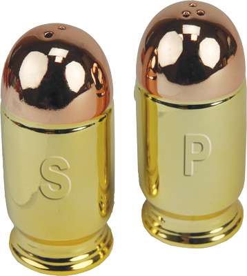 RIVERS EDGE PISTOL CARTRIDGE SHAPED SALT & PEPPER SHAKERS - River's Edge Gifts