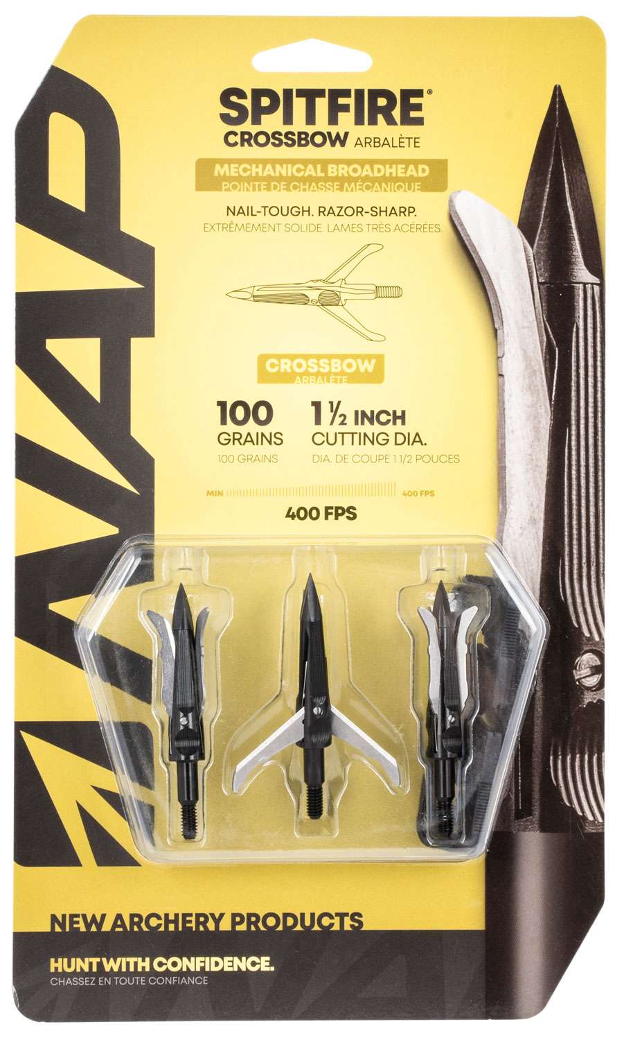 Walkers NAP60696 Spitfire Crossbow 100 grain Broadhead 3 Pack Larry