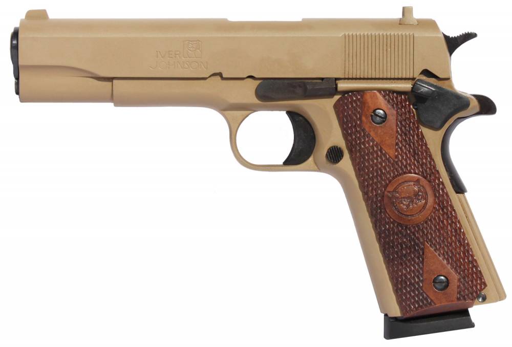 Iver Johnson Arms 1911A1COYOTE 1911 A1 Government 70 Series 45 ACP 5 8+1  Coyote Tan Walnut Grip
