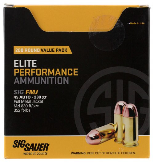 Sig Sauer E9MME1200 Elite Ball 9mm Luger 115 gr Full Metal Jacket (FMJ) 200 Bx/ 5 Cs (Value Pack) - Sig Sauer