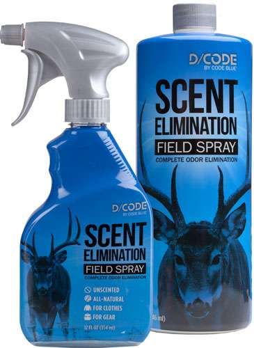 D-CODE SCENT ELIMINATION SPRAY REFILL COMBO 12FL OZ/32FL OZ - Code Blue