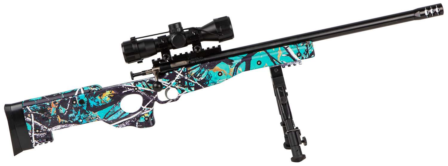 Crickett Precision Package LR Muddy Girl Serenity Fixed Thumbhole Stock Blued Right