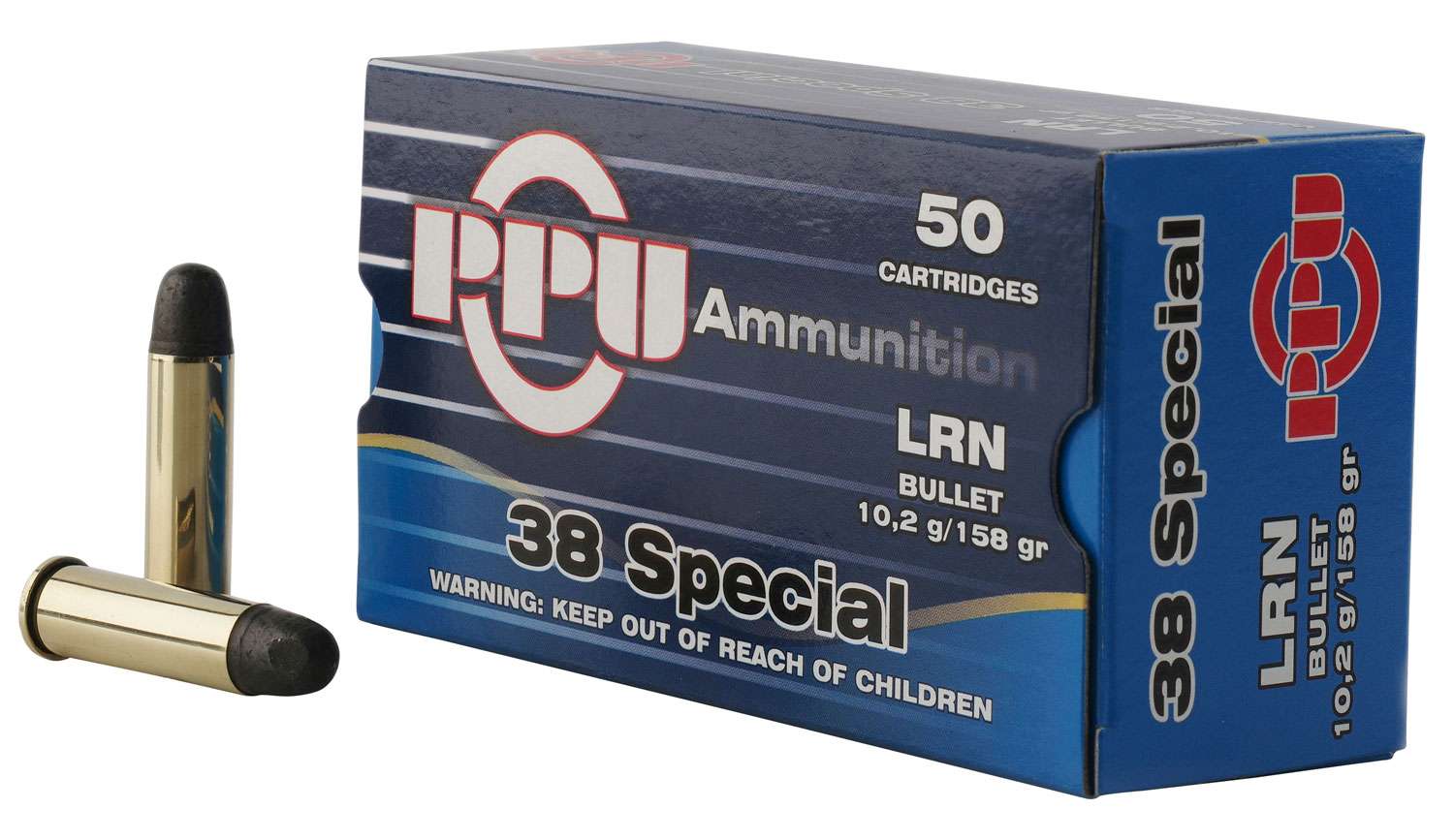 Ppu Pph38sl Handgun 38 Special 158 Gr Lead Round Nose Lrn 50 Bx 10