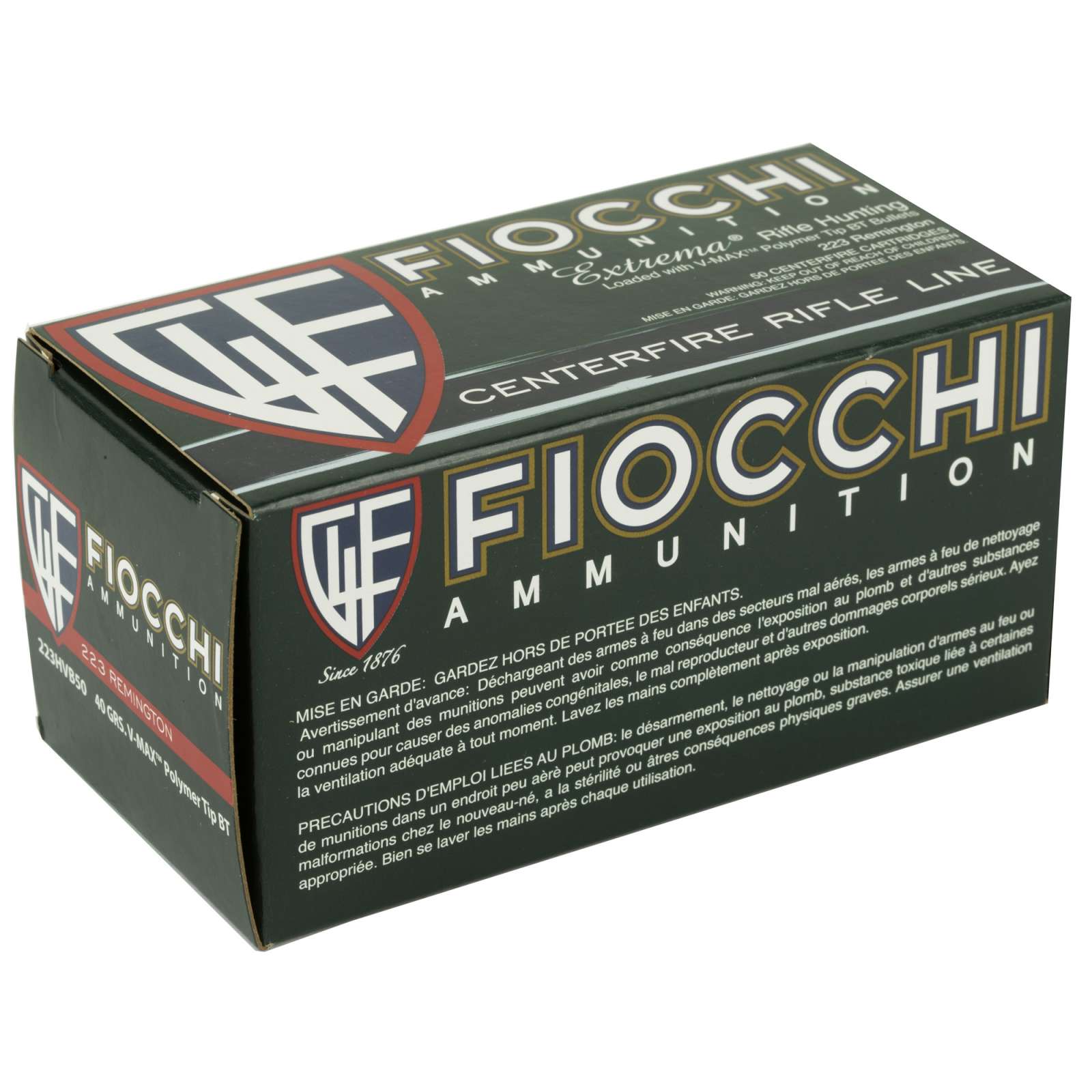 Fiocchi 223HVB50 Extrema  223 Rem 40 gr V-Max Polymer Tip 50 Bx/ 20 Cs-img-1