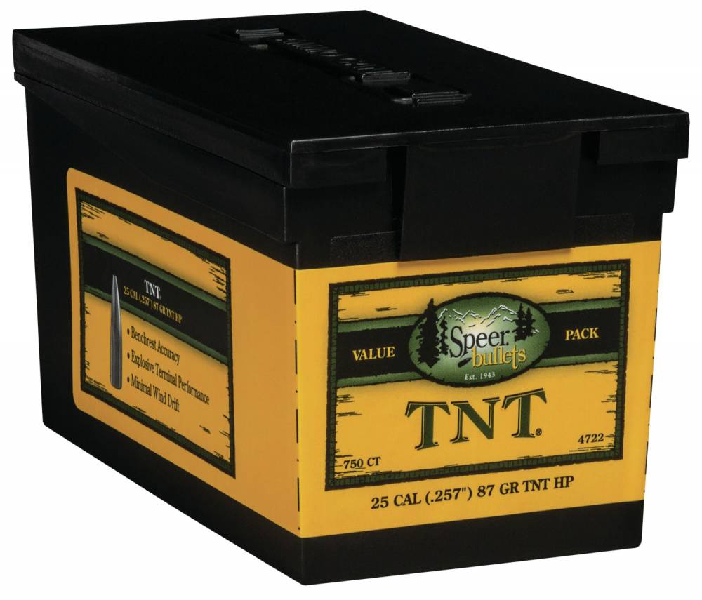 Speer Bullets TNT Rifle 25 Caliber .257 87 GR Hollow Point Value Pack 750 Box