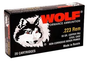 WOLF AMO 223 REM 55GR FMJ STEEL CASE 500-RD MILITARY TIN - Wolf