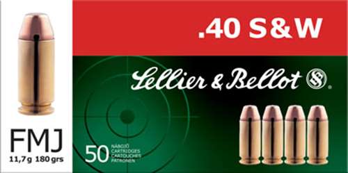 Sellier & Bellot SB40B Handgun  40 S&W 180 gr Full Metal Jacket (FMJ) 50 Bx/ 20 Cs