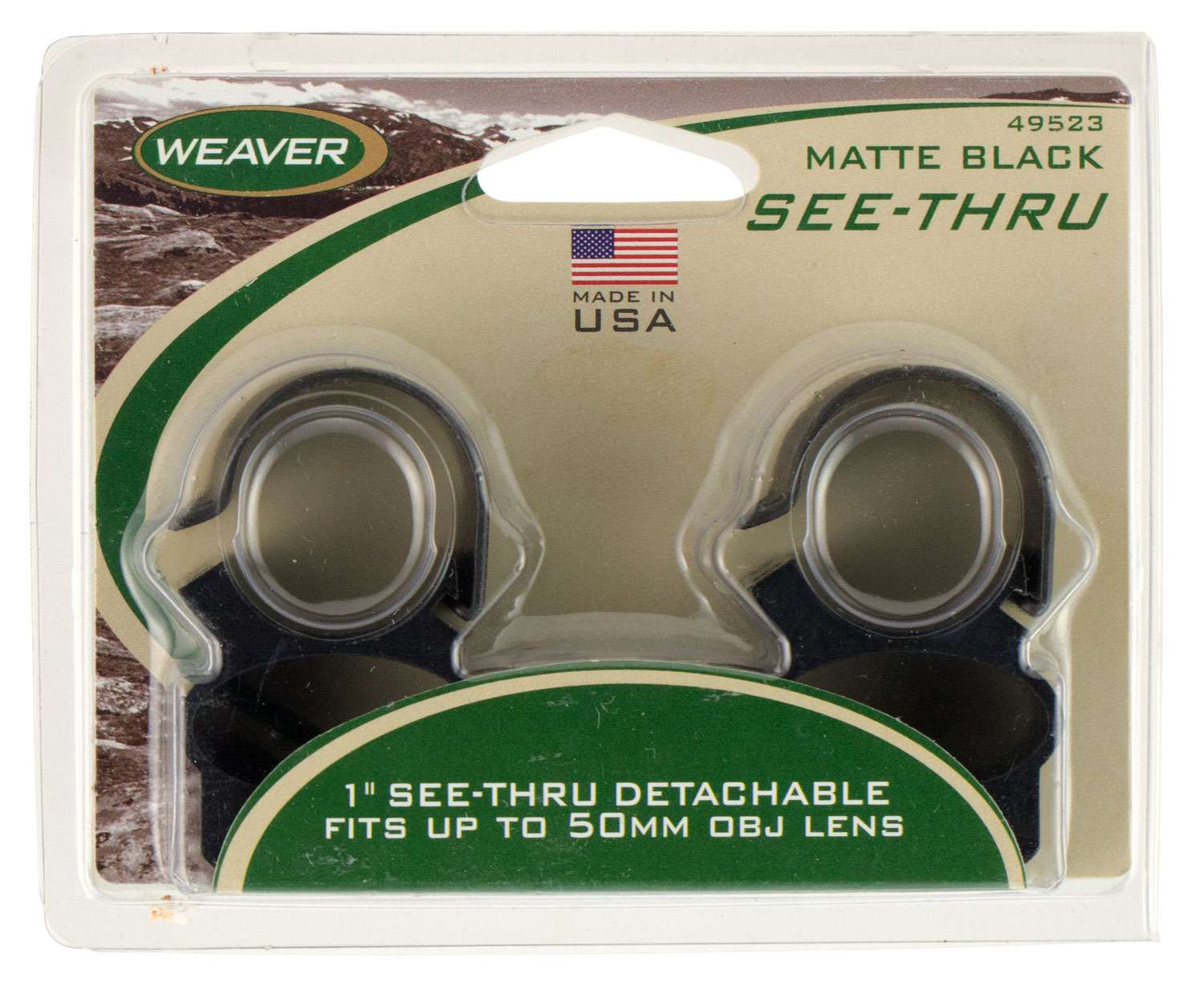 Weaver Mounts 49523 SeeThru Rings Weaver Detachable 1" Black Matte