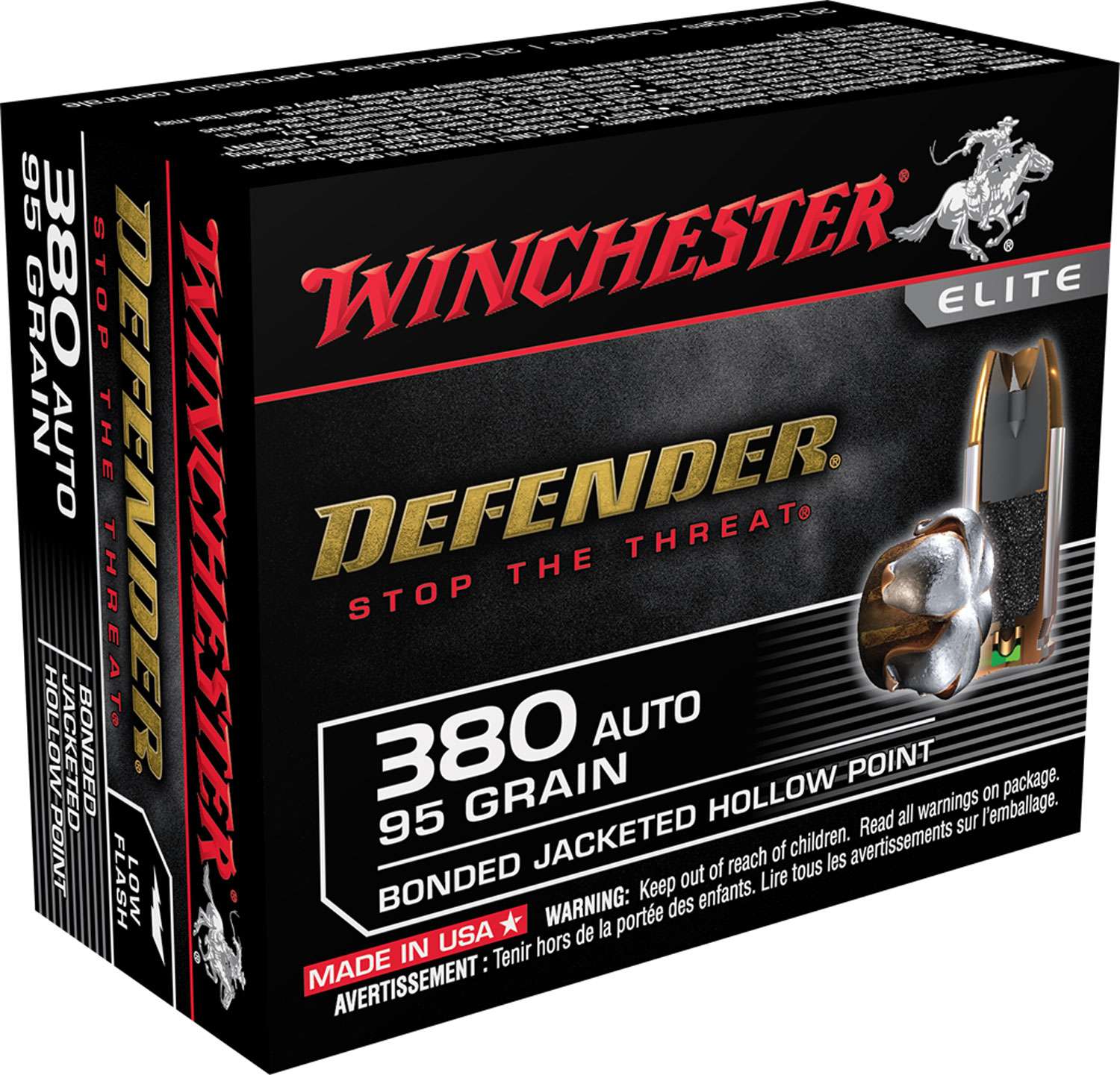 Winchester Ammo S380PDB Defender 380 ACP 95 gr Bonded Jacket Hollow
