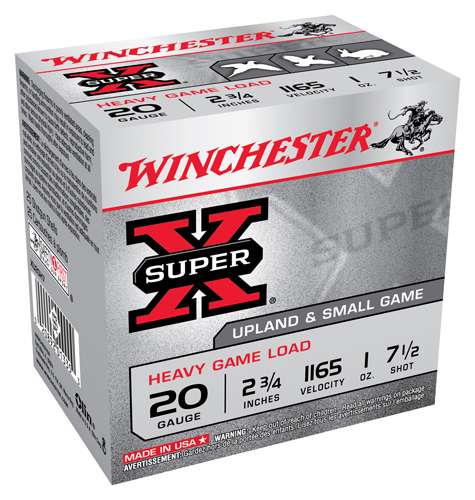 Winchester Ammo Super-X Game & Field 20 Gauge 2.75" 1 oz 7.5 Shot 25 Bx/10 Cs - Winchester Ammunition