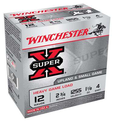 Winchester Ammo Super-X Game & Field 12 Gauge 2.75" 1-1/8 oz 4 Shot 25 Bx/ 10 Cs - Winchester Ammunition