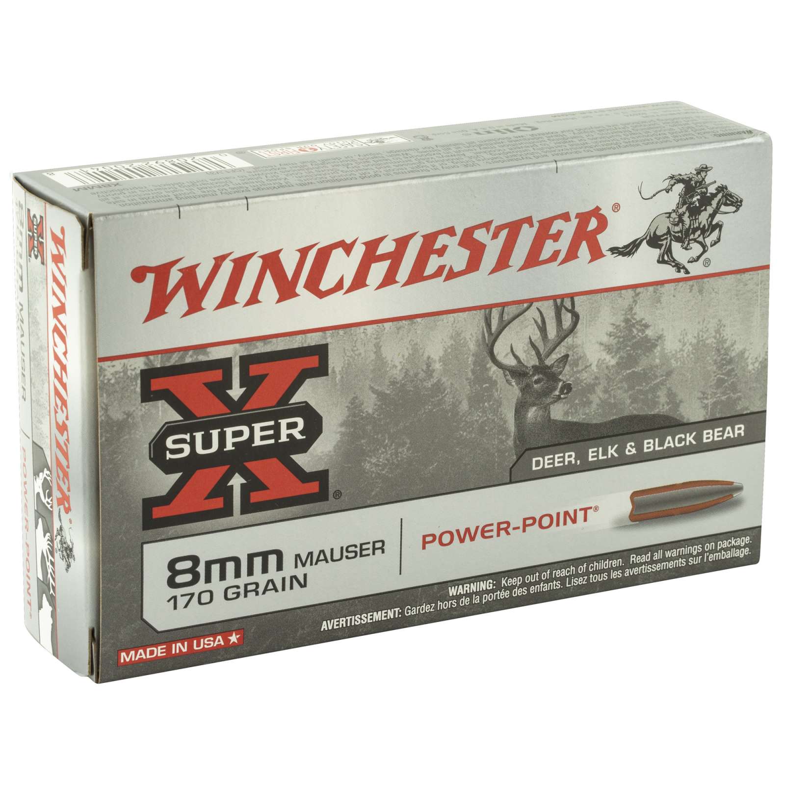Winchester Ammo (PP) USA Range X8MM Power-Point | Bx/ Cs gr 20 8mm 170 10 Mauser Super-X