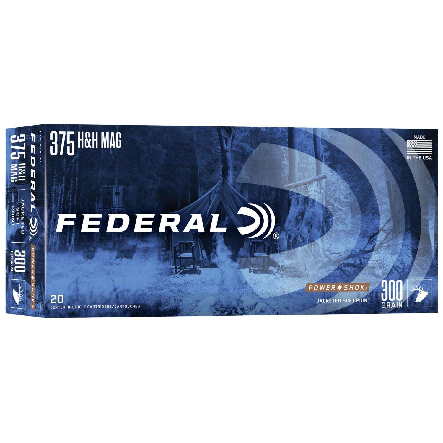 Federal 375B Power-Shok  375 H&H Mag 300 gr Jacketed Soft Point (JSP) 20 Bx-img-0