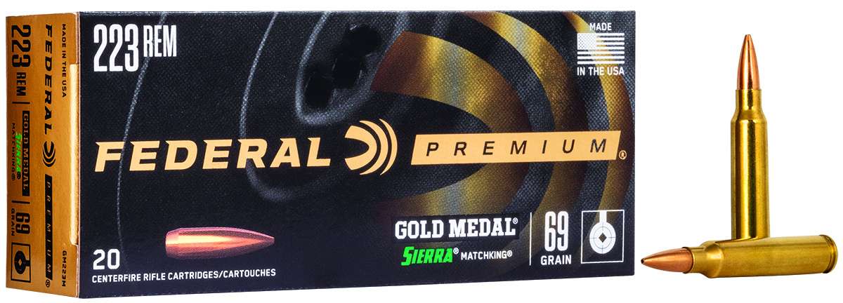 Federal GM223M Gold Medal  223 Rem 69 gr Sierra MatchKing Boat-Tail Hollow-img-0